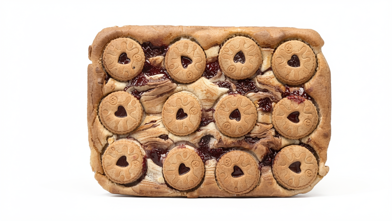 Render the image in 4k high definition resolution. Make the image as if it has been shot in a professional photography studio using a high end DLSR camera. Remove the background leave only a white background, keep the cookie in the foreground. Remove the black grate from the background.