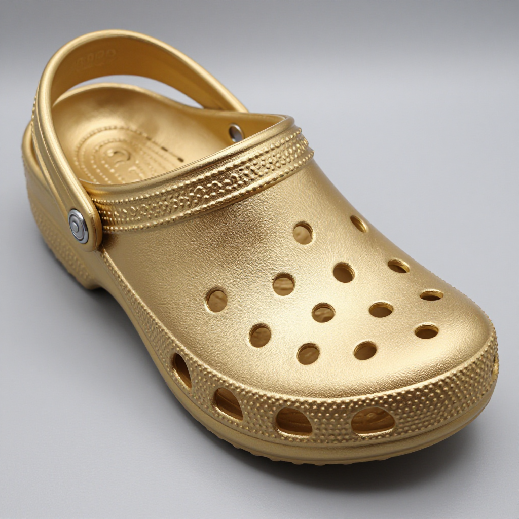 a crocs shoe made of gold