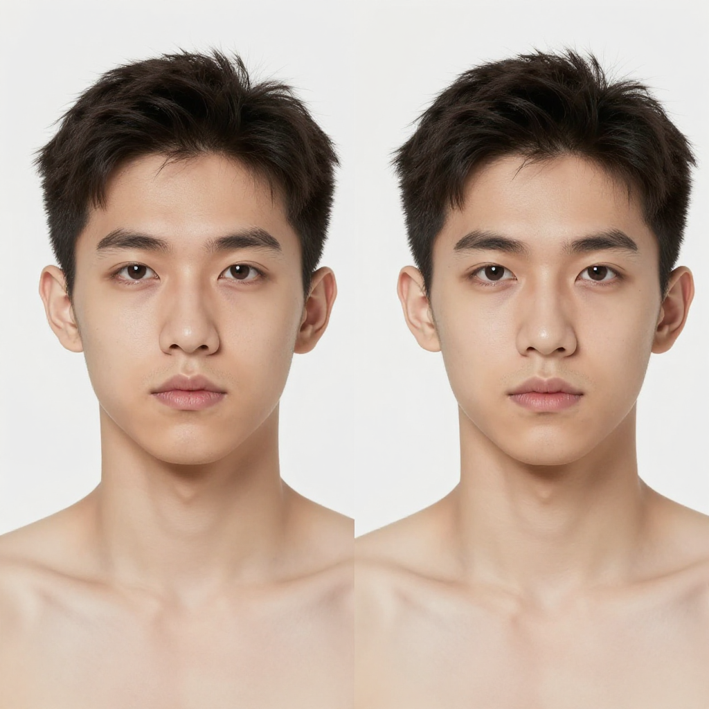 Add photo flash lighting. Render the image in 4k. Both subjects have youthful tight skin. Remove all body hair from the image.